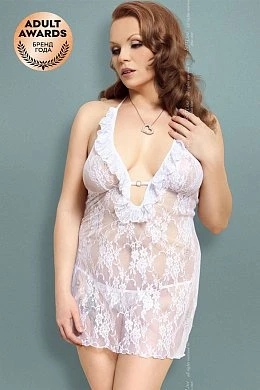 Ночная сорочка и стринги белые XXXL — купить в секс-шопе LoveDoctor
