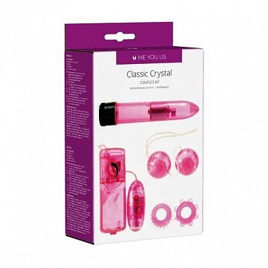 Вибромассажер для пар в наборе с насадками Me You Us Classic Crystal Couples Kit Pink — купить в секс-шопе LoveDoctor