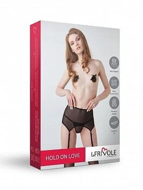 Пленительный пояс для чулок с выской посадкой из черной сетки (Hold on love)