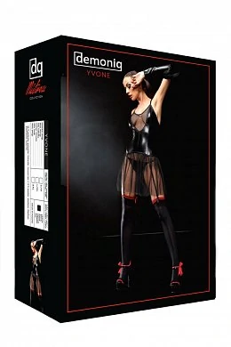 Платье с подвязками и стринги Yvone Demoniq черное S/M — фото 2
