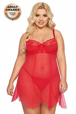 Ночная сорочка SoftLine Collection Carla и стринги красные XXL — купить в секс-шопе LoveDoctor