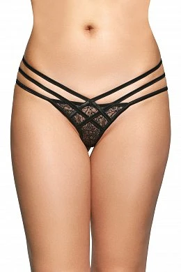 Стринги с геометрическим узором SoftLine Collection черный S/M — купить в секс-шопе LoveDoctor