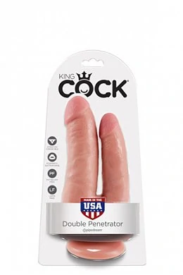 Фаллоимитатор для двойного проникновения DOUBLE PENETRATOR на присоске телесный — фото 2
