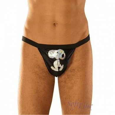 Трусики черные с рисунком. Размер S/L