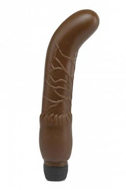 Многоскоростной вибромассажёр Jelly Chocolate Dream выполнен в виде фалоса шоколадного цвета, 