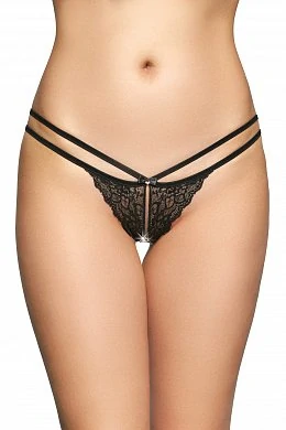 Стринги кружевные SoftLine чёрные S/M — купить в секс-шопе LoveDoctor