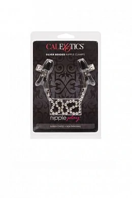 Зажимы на соски Nipple Clamps Silver Beaded с цепью металлические