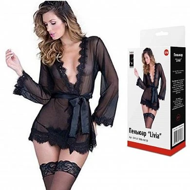 Пеньюар прозрачный Livia с трусиками черный S/M — купить в секс-шопе LoveDoctor