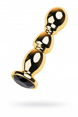 Анальная втулка с кристаллом Butt Plug Gold ребристая черный 14 см — купить в секс-шопе LoveDoctor