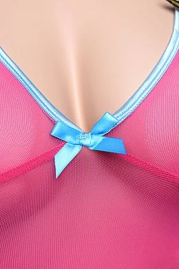 Костюм стюардессы комбинация, стринги и пилотка розово-голубой OS — фото 6