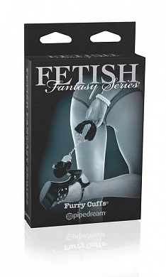 Наручники металлические Furry Cuffs с искусственным мехом черные — фото 5
