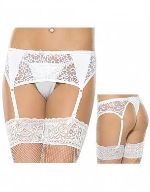 Пояс для чулок и стринги белые L/XL — купить в секс-шопе LoveDoctor