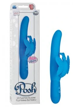 Вибромассажер с ручкой бабочкой Function Silicone Fluttering голубой 11,5 см — купить в секс-шопе LoveDoctor