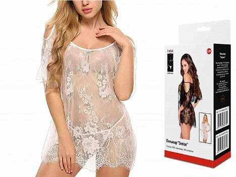 Пеньюар кружевной Denise с трусиками белый S/M — купить в секс-шопе LoveDoctor