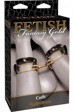 Наручники Fetish Fantasy Gold Cuffs черные с золотом — купить в секс-шопе LoveDoctor
