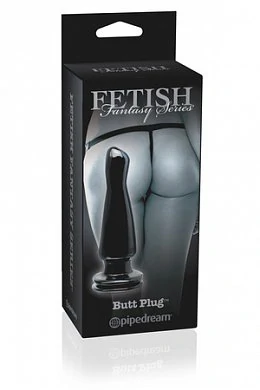 Анальная пробка чёрного цвета на присоске. Кончик имеет коническую форму для облегчения входа