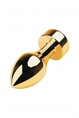 Анальная втулка с кристаллом Gold Butt Plug рубин 9,5 см — фото 3