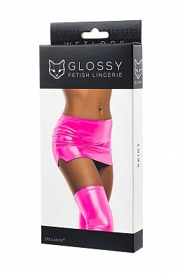 Юбка Glossy Quinn из материала Wetlook розовая S — фото 4