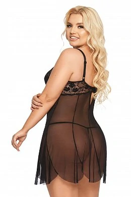 Ночная сорочка SoftLine Collection Carla и стринги черные XL — фото 2