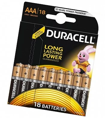 Мизинчиковые батарейки типа ААА Duracell LR03 BL 18 шт — фото 2