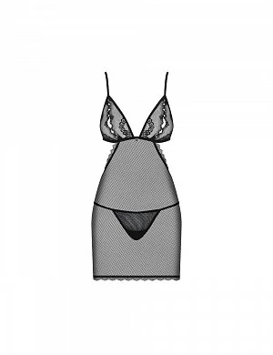 Сетчатая сорочка с трусиками-стринги черного цвета  Millagro (Obsessive)