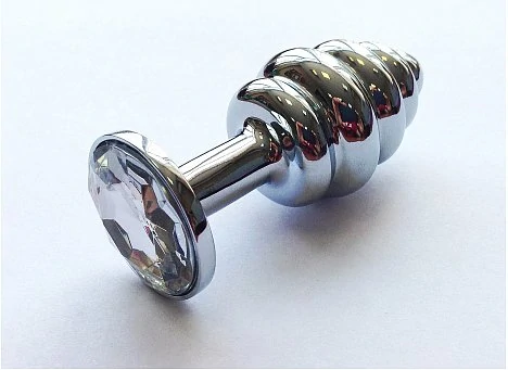 Анальная Пробка Butt Plug Silver Diamond ребристая 7,5 см — купить в секс-шопе LoveDoctor