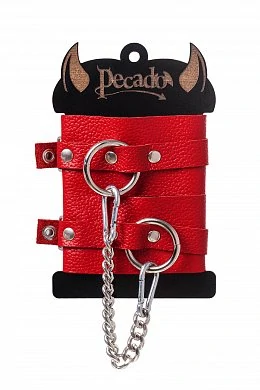 Оковы мягкие BDSM с люверсами натуральная кожа красные — фото 5