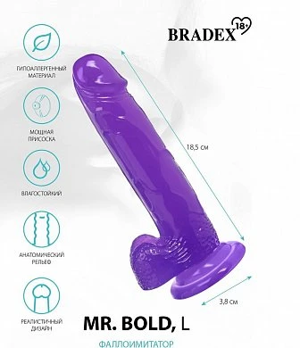Фаллоимитатор Mr.Bold L фиолетовый 18,5 см — купить в секс-шопе LoveDoctor