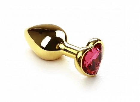 Анальная втулка с кристаллом сердце Large Gold красный 9,5 см — купить в секс-шопе LoveDoctor