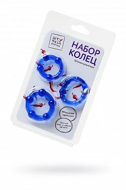 Набор эрекционных колец Штучки-дрючки синий 3 шт — купить в секс-шопе LoveDoctor