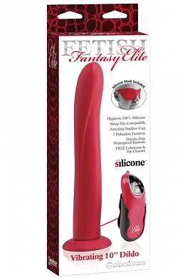 Насадка для страпона Fetish Fantasy Elite 10" с вибрацией красная — купить в секс-шопе LoveDoctor