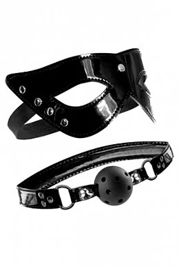 Комплект Masquerade Mask & Ball Gag из маски и кляпа черный — купить в секс-шопе LoveDoctor