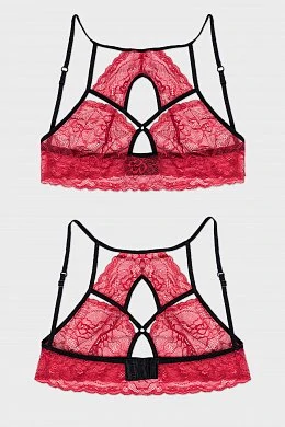 Бралетт кружевной удлиненный Erolanta Lingerie Collection кармин-черный (46-48) — фото 3