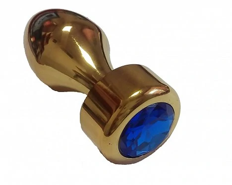 Анальная втулка с кристаллом Gold Butt Plug Blue 7,8 см — купить в секс-шопе LoveDoctor