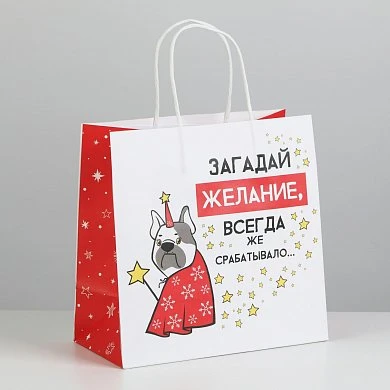 Пакет подарочный "Загадай желание, всегда же срабатывало" 22х22х11 см — купить в секс-шопе LoveDoctor