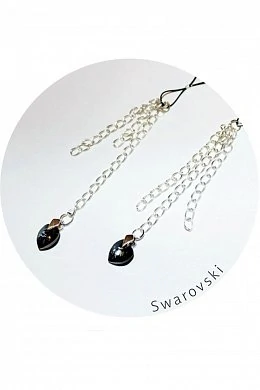 Украшение для груди с кристаллами Swarovski черно-серебристое — фото 3