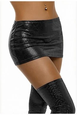 Мини-юбка Glossy Luciana из материала Wetlook черная L — купить в секс-шопе LoveDoctor