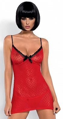 Комбинация и стринги Truelove Chemise Obsessive красные S/M — купить в секс-шопе LoveDoctor