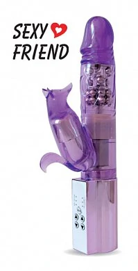 Вибратор многофункциональный с клиторальным стимулятором. Размер: рабочая длина 13 см, диаметр 4 см.