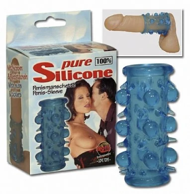Насадка с шариками Pure Silicone голубая — купить в секс-шопе LoveDoctor