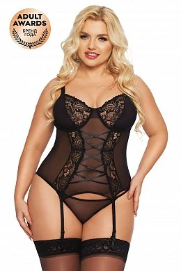 Корсет и стринги Brenda черный XXL