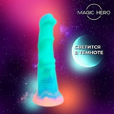 Фаллоимитатор с присоской Magic Hero светящийся в темноте 18 см — фото 6