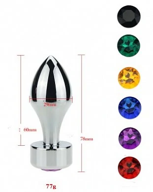 Анальная втулка с кристаллом Gold Butt Plug Blue 7,8 см — фото 3