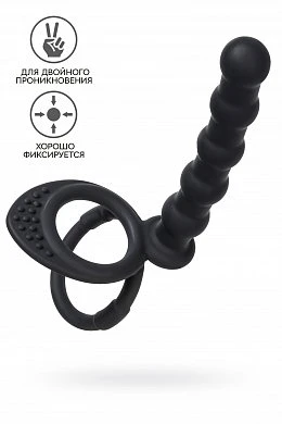 Насадка Black&Red для двойного проникновения черная 19,5 см — купить в секс-шопе LoveDoctor