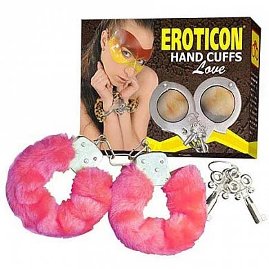 Наручники с мехом Eroticon малиновые — купить в секс-шопе LoveDoctor