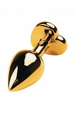 Анальная втулка с кристаллом сердце Medium Gold аметист 8 см — фото 3