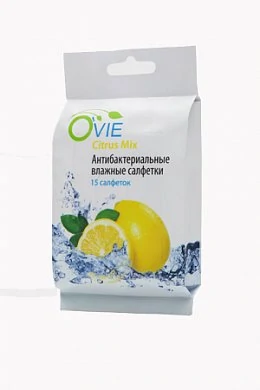 Влажные салфетки Ovie антибактериальные цитрус-микс № 15 — купить в секс-шопе LoveDoctor