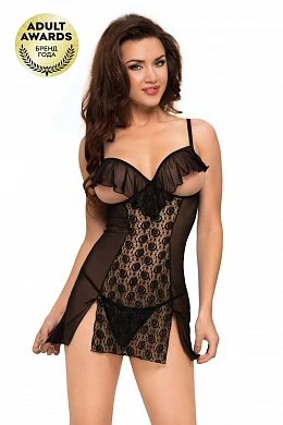 Ночная сорочка и трусы черные S/M — купить в секс-шопе LoveDoctor