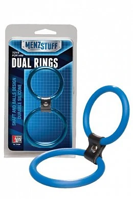 Кольцо двойное на пенис и мошонку синее Dual Rings Blue — купить в секс-шопе LoveDoctor