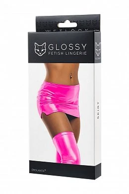 Юбка Glossy Quinn из материала Wetlook розовая L — фото 3